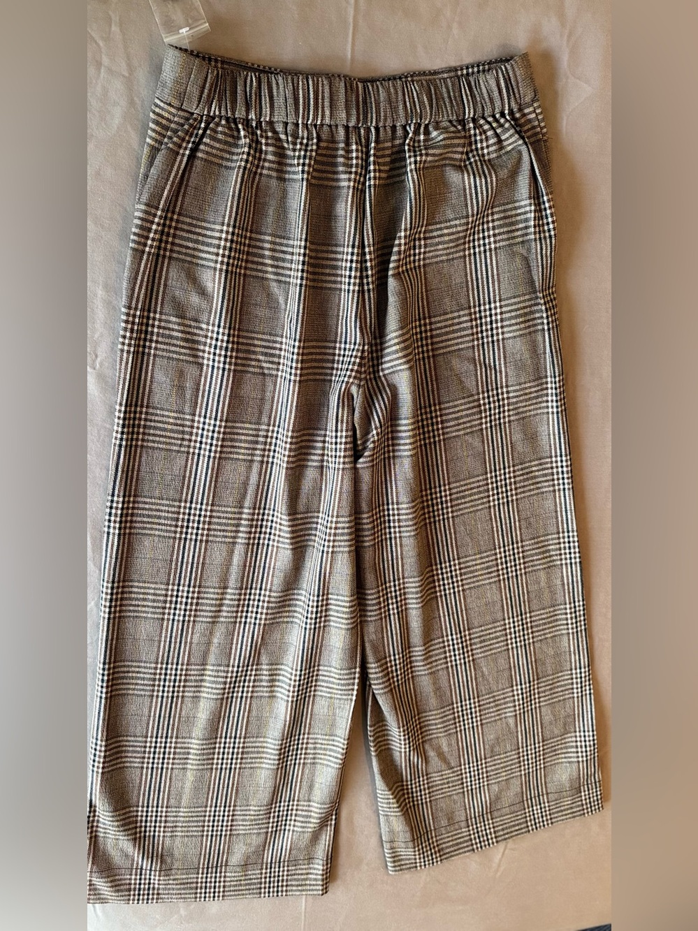 MADEWELL Huston Classic Plaid Wide-Leg Pant - Black & Brown Trousers Dress Pants - Picture 7 of 16